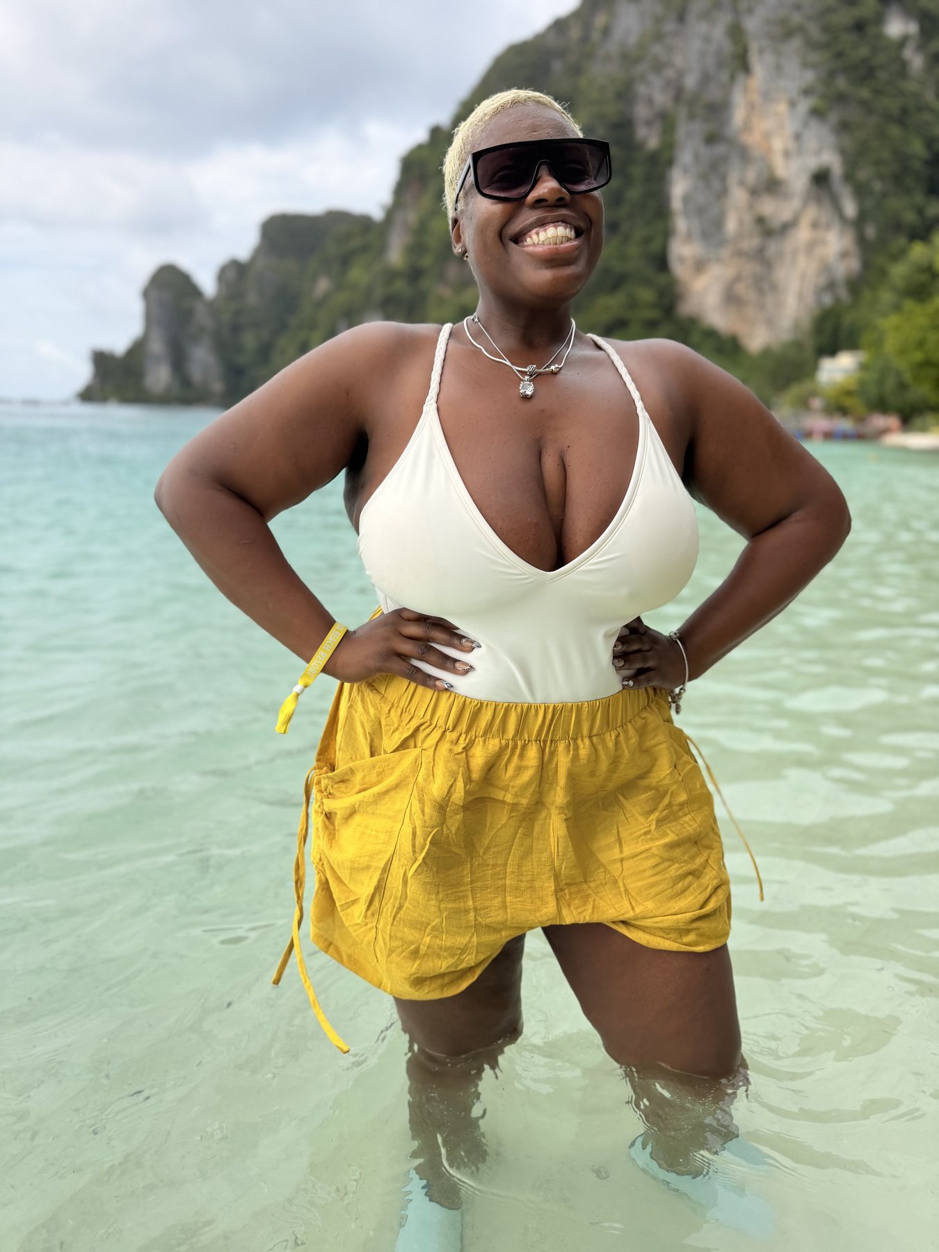 Traveler enjoying the turquoise water of the Phi Phi Islands
